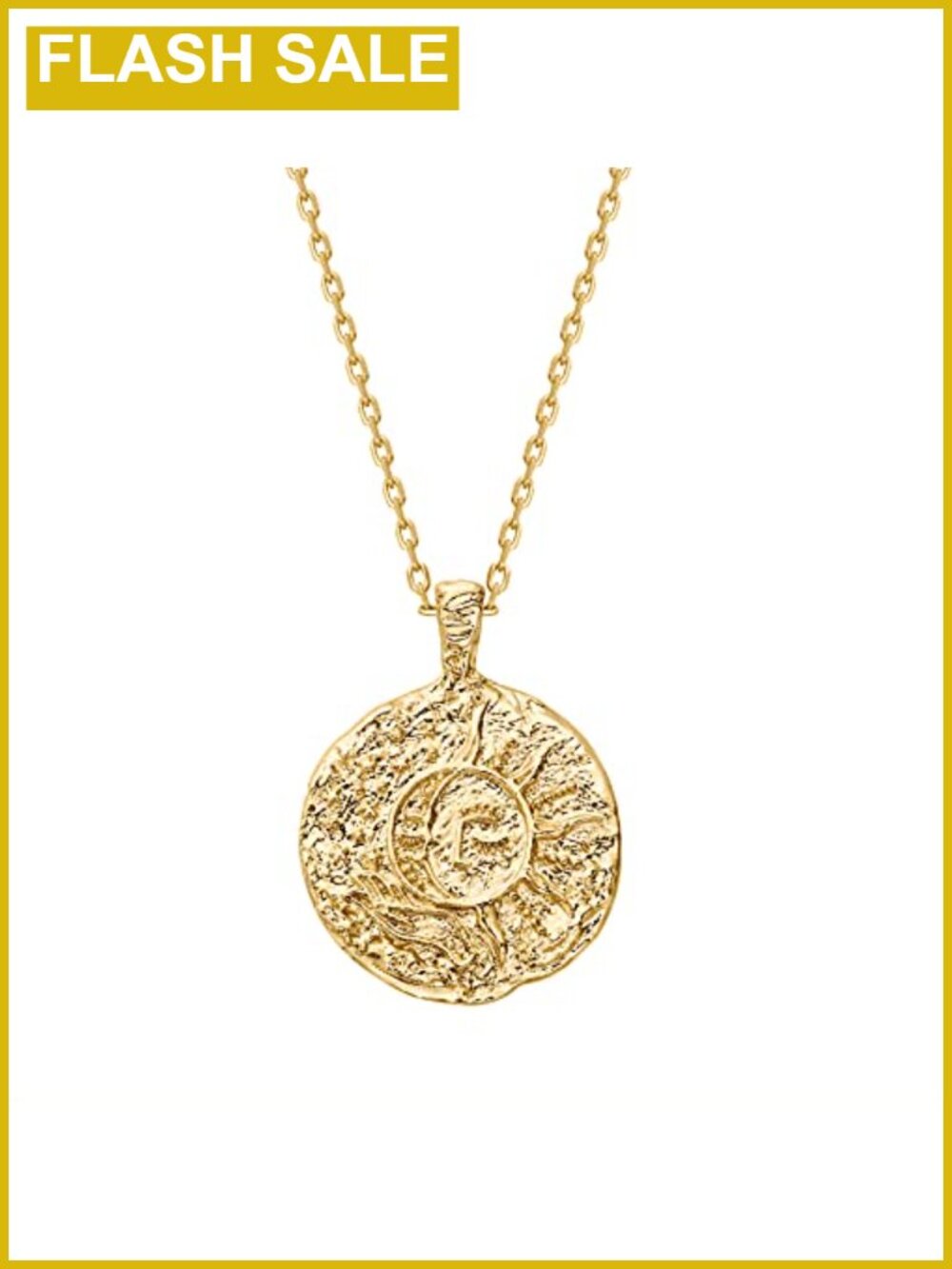14K Gold Plated Coin Pendant Necklace Adjustable Chain Women